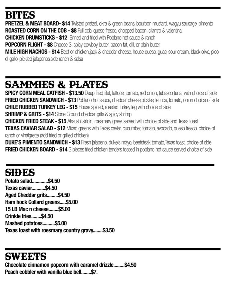 Deep Ellum Menu | Mama Tried Honky Tonk